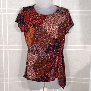 Unique print blouse with sequins and side tie